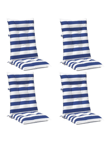 Cuscino da Esterno 4 pcs Blu e Bianco 120 x 50 x 7 cm Tessuto