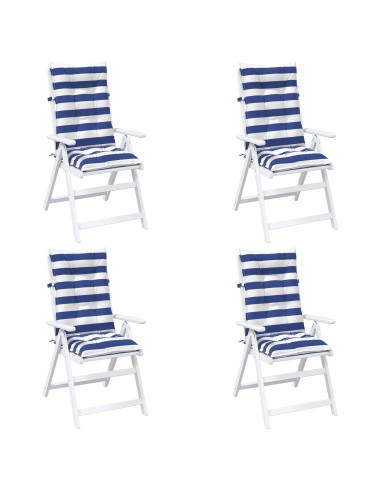 Cuscino da Esterno 4 pcs Blu e Bianco 120 x 50 x 7 cm Tessuto