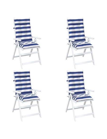Cuscino da Esterno 4 pcs Blu e Bianco 120 x 50 x 7 cm Tessuto