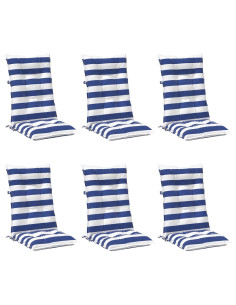 Cuscino da Esterno 6 pcs Blu e Bianco 120 x 50 x 7 cm Tessuto 2