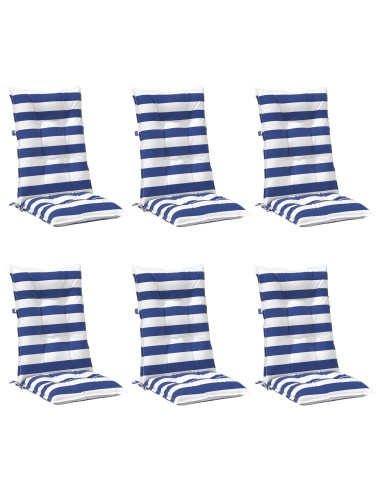 Cuscino da Esterno 6 pcs Blu e Bianco 120 x 50 x 7 cm Tessuto