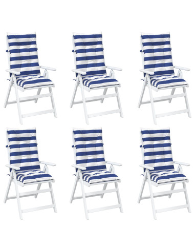 Cuscino da Esterno 6 pcs Blu e Bianco 120 x 50 x 7 cm Tessuto
