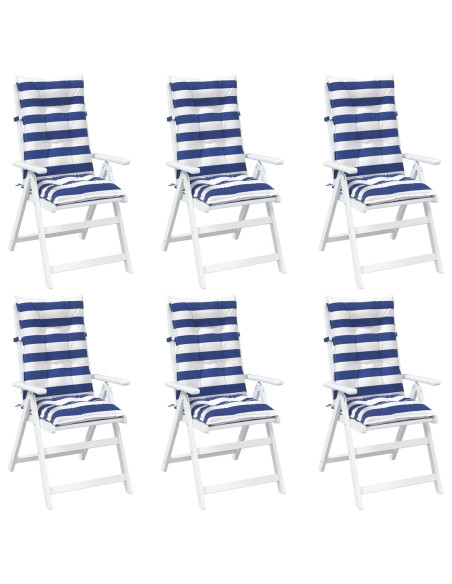 Cuscino da Esterno 6 pcs Blu e Bianco 120 x 50 x 7 cm Tessuto