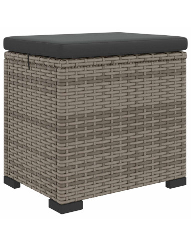 Poggiapiedi da giardino con cuscino 2 pcs Grigio polyrattan