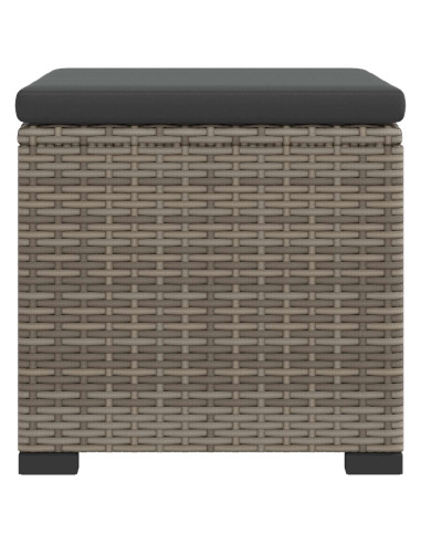 Poggiapiedi da giardino con cuscino 2 pcs Grigio polyrattan