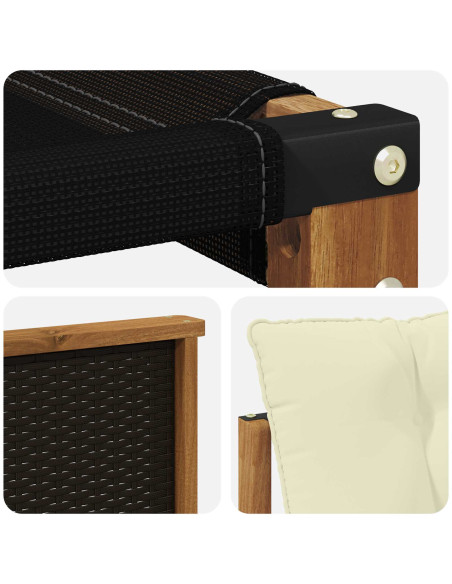 Set di divani da esterno con cuscino 3 pcs Naturale e Crema