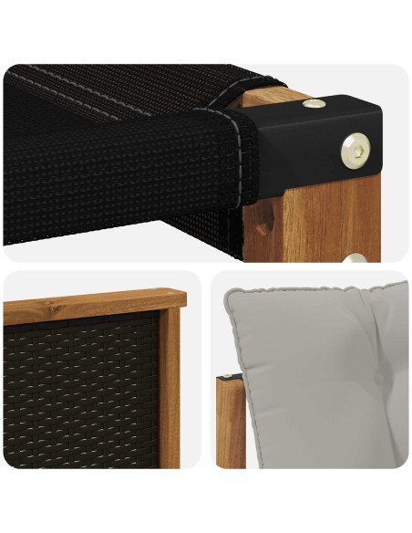 Set di divani da esterno 3 pcs Naturale e Grigio Chiaro