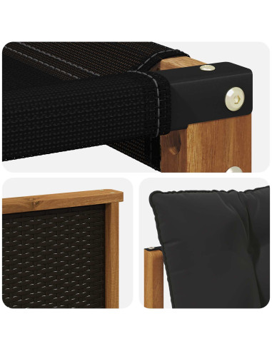 Set di divani da esterno con cuscino 3 pcs Naturale e Nero