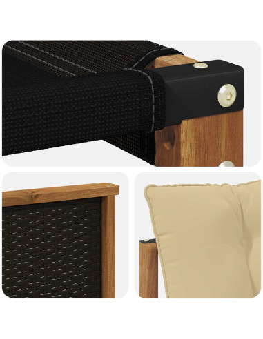 Set di divani da esterno con cuscino 3 pcs Naturale e Beige
