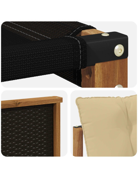 Set di divani da esterno con cuscino 3 pcs Naturale e Beige