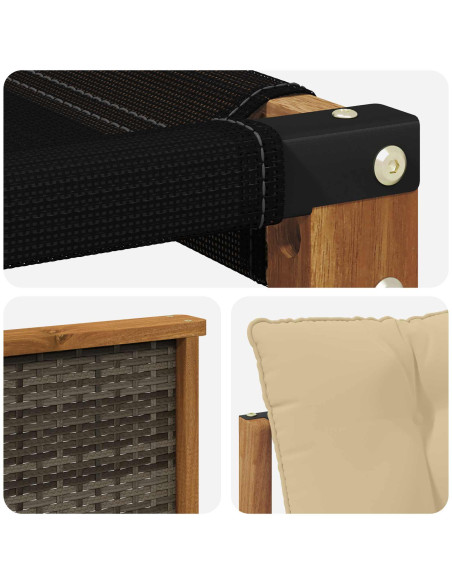 Set di divani da esterno con cuscino 3 pcs Naturale e Beige