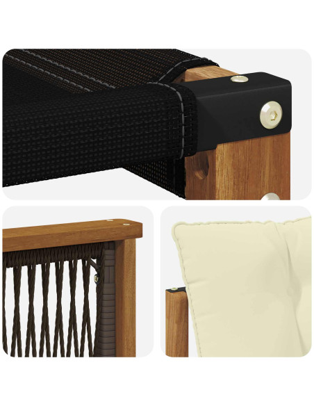 Set di divani da esterno con cuscino 3 pcs Naturale e Crema