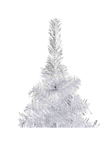 Albero di Natale Preilluminato con Palline Argento 120 cm PET
