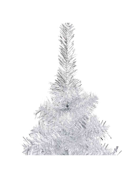 Albero di Natale Preilluminato con Palline Argento 120 cm PET