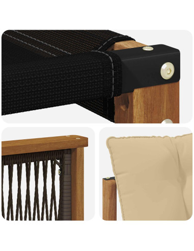 Set di divani da esterno con cuscino 3 pcs Naturale e Beige