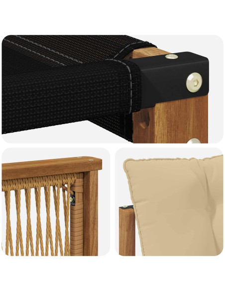 Set di divani da esterno con cuscino 3 pcs Naturale e Beige