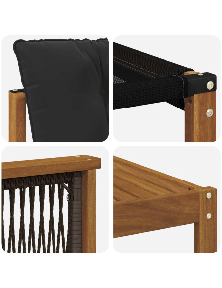 Set di divani da esterno con cuscino 5 pcs Naturale e Nero