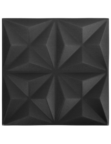Pannelli da parete 48 pcs Origami Nero 50 x 50 cm Schiuma XPS