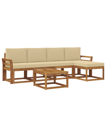 Set di divani da esterno con cuscino 6 pcs Naturale e Beige