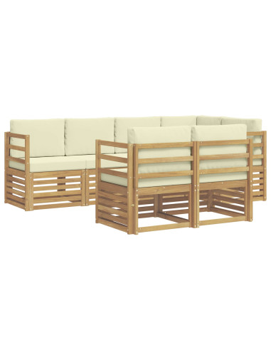 Set divano sezionale con cuscino 7 pcs Bianco e Crema