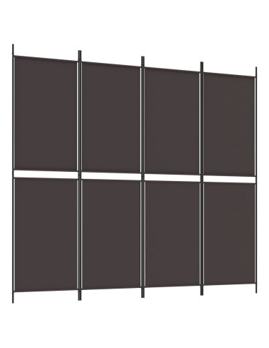 Divisorio a 4 Pannelli Marrone 200x180 cm in Tessuto
