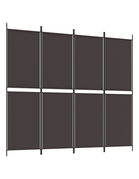 Divisorio a 4 Pannelli Marrone 200x180 cm in Tessuto
