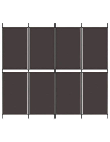Divisorio a 4 Pannelli Marrone 200x180 cm in Tessuto