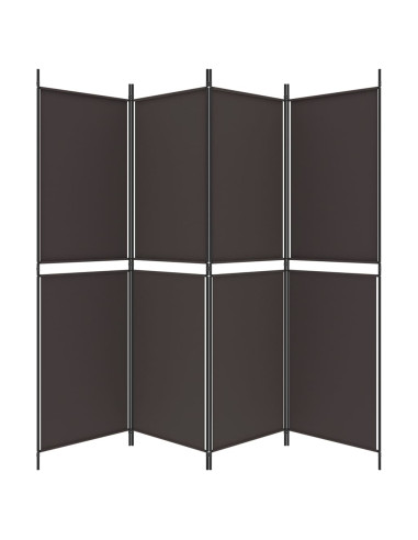 Divisorio a 4 Pannelli Marrone 200x180 cm in Tessuto