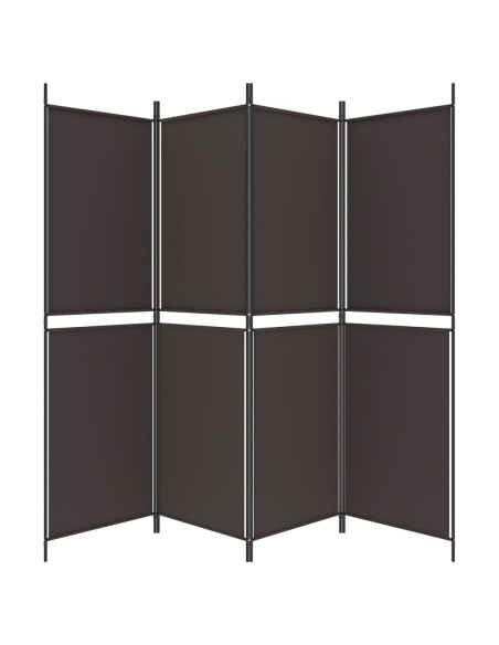Divisorio a 4 Pannelli Marrone 200x180 cm in Tessuto
