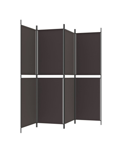Divisorio a 4 Pannelli Marrone 200x180 cm in Tessuto