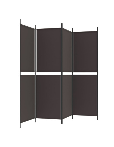 Divisorio a 4 Pannelli Marrone 200x180 cm in Tessuto