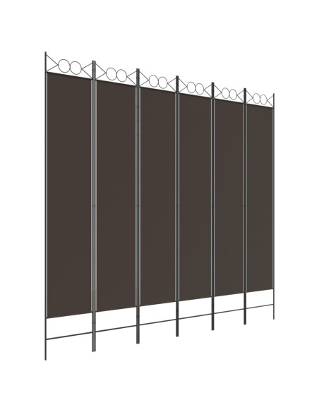 Divisorio a 6 Pannelli Marrone 240x220 cm in Tessuto