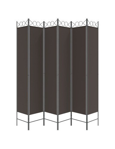 Divisorio a 6 Pannelli Marrone 240x220 cm in Tessuto
