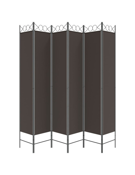 Divisorio a 6 Pannelli Marrone 240x220 cm in Tessuto