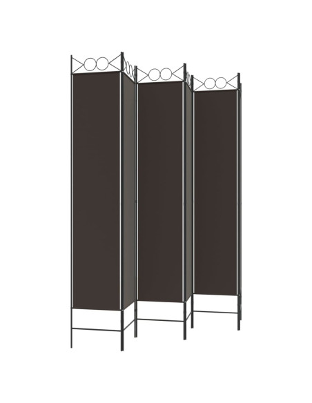 Divisorio a 6 Pannelli Marrone 240x220 cm in Tessuto