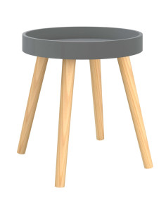 Tavolino Grigio 38x38x40cm Legno Multistrato e Massello di Pino 2
