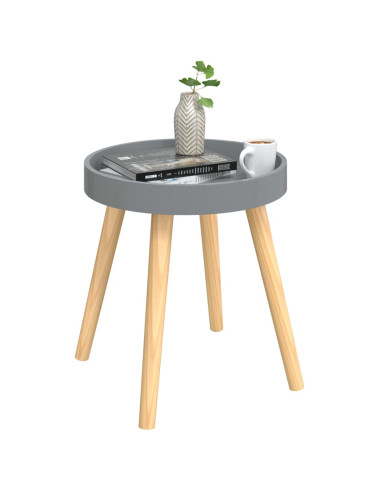 Tavolino Grigio 38x38x40cm Legno Multistrato e Massello di Pino