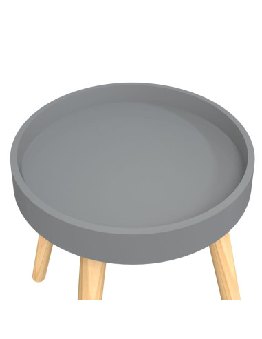 Tavolino Grigio 38x38x40cm Legno Multistrato e Massello di Pino