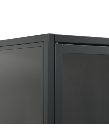 Credenza Alta Antracite 80x35x135 cm Acciaio e Vetro Temperato