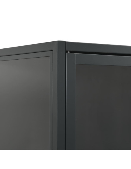 Credenza Alta Antracite 80x35x135 cm Acciaio e Vetro Temperato