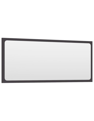Specchio da Bagno Grigio 90x1,5x37 cm in Legno Multistrato