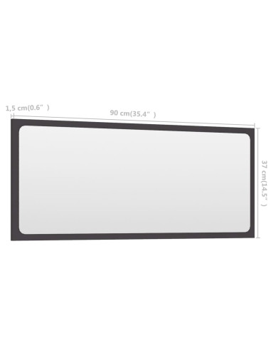 Specchio da Bagno Grigio 90x1,5x37 cm in Legno Multistrato