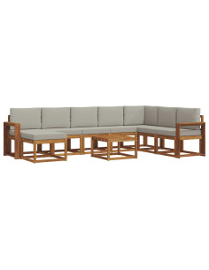 Set di divani con cuscino 9 pcs Grigio Naturale e Chiaro 2