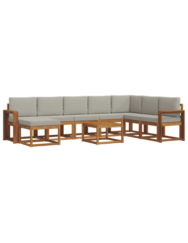 Set di divani con cuscino 9 pcs Grigio Naturale e Chiaro