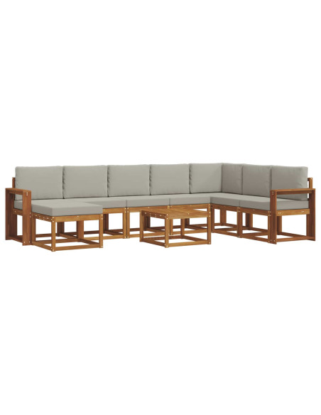 Set di divani con cuscino 9 pcs Grigio Naturale e Chiaro