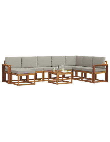 Set di divani con cuscino 9 pcs Grigio Naturale e Chiaro