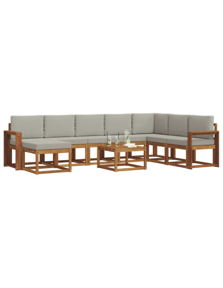Set di divani con cuscino 9 pcs Grigio Naturale e Chiaro