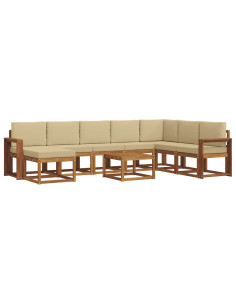 Set di divani con cuscino 9 pcs Naturale e Beige 2