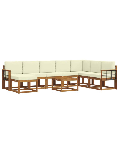 Set di divani con cuscino 9 pcs Naturale e Crema