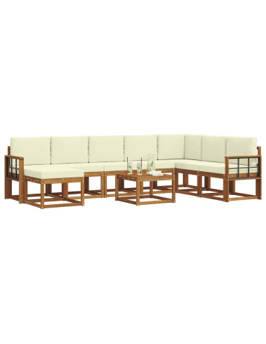 Set di divani con cuscino 9 pcs Naturale e Crema